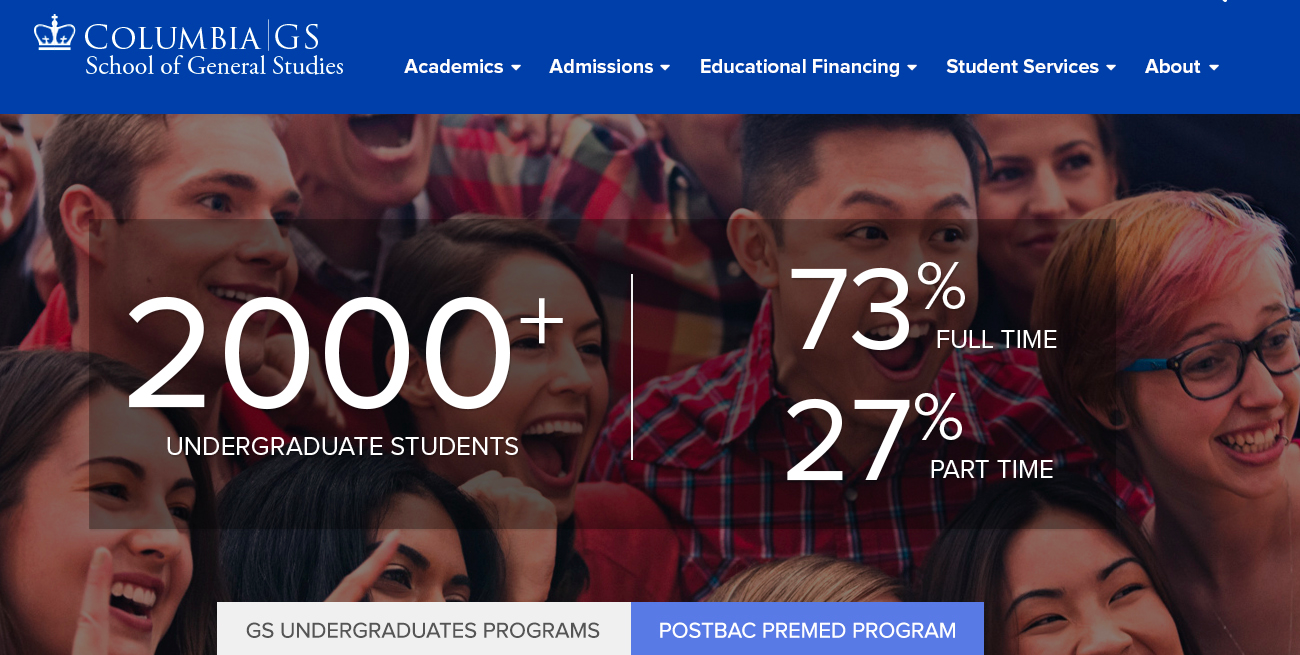 Columbia School of General Studies Homepage Design