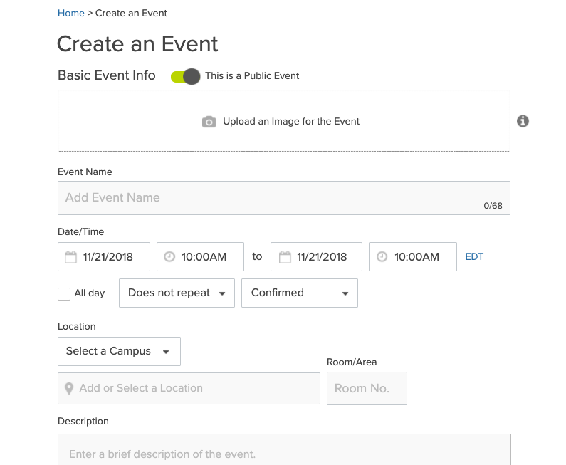 New Bedework Add Event Page