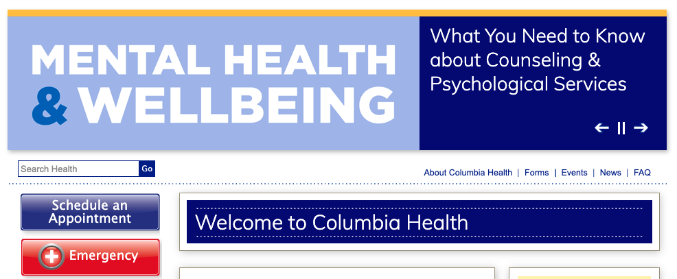 Old Health Website Homepage Header